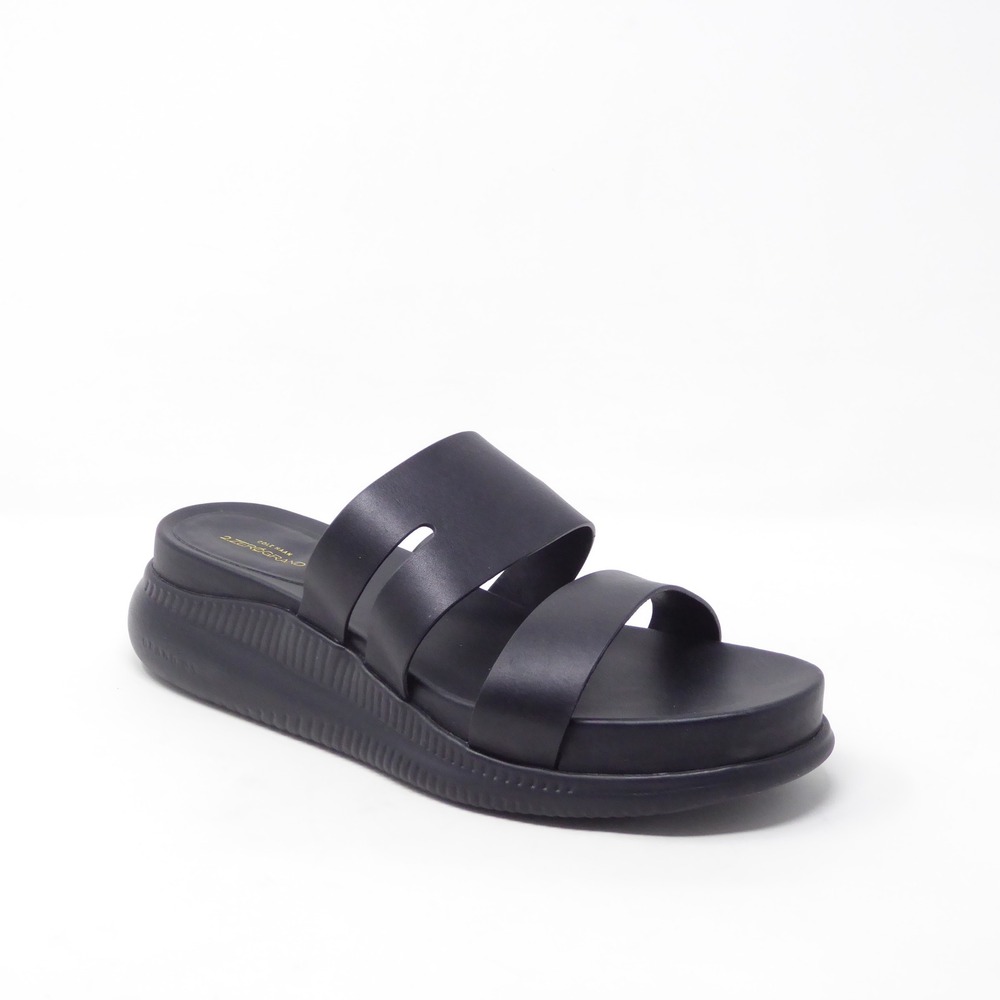Cole Haan Women Sandals Black 2.ZEROGRAND Leather Slotted Slide 9.5B
